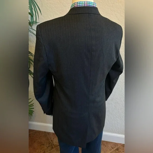 JOS A BANK SPORT COAT MENS SIZE 42L BLAZER CHARCOAL HERRINGBONE JACKET LONG FIT